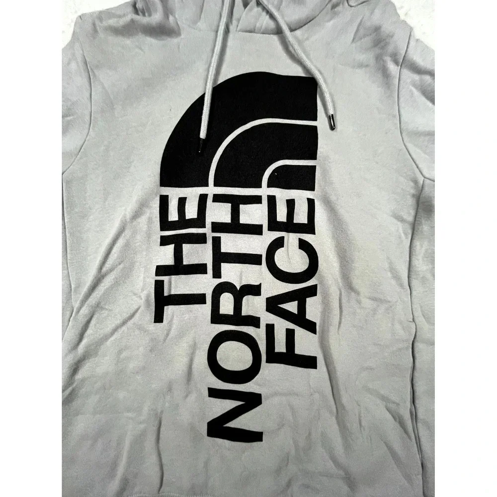 The North Face Hoodie Mens Small Gray Cotton Fleece Lined Drawstring Pullover‎